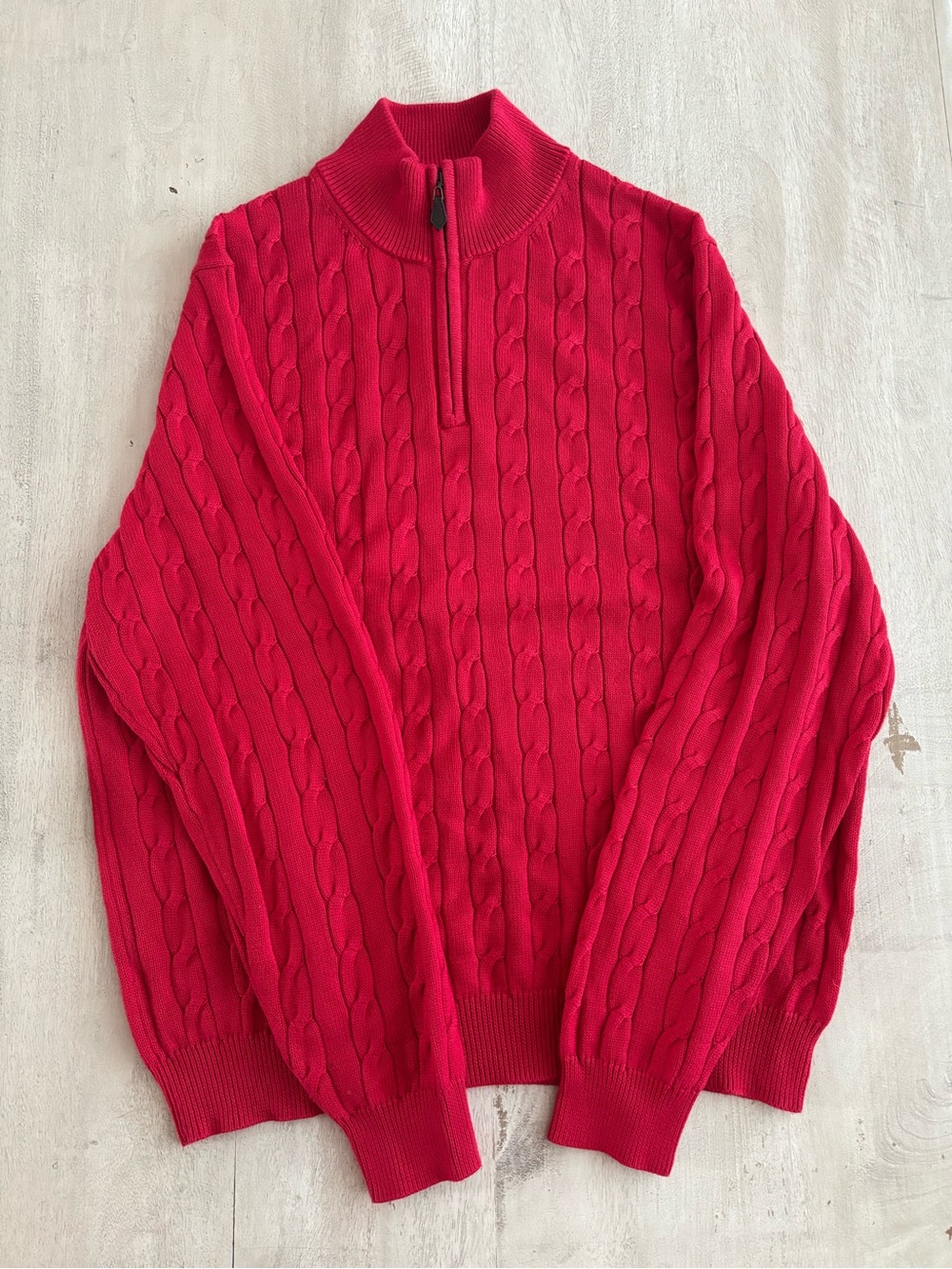 Brooks Brothers Red Cable Half-Zip Sweater